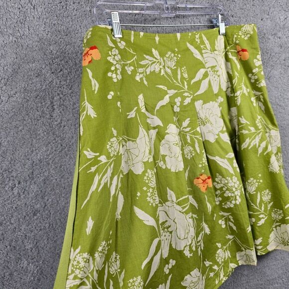 Old‎ Navy Mini Hawaiian Skirt 14 Green Tropical Floral Resort Boho Dainty Flowy - Picture 2 of 7